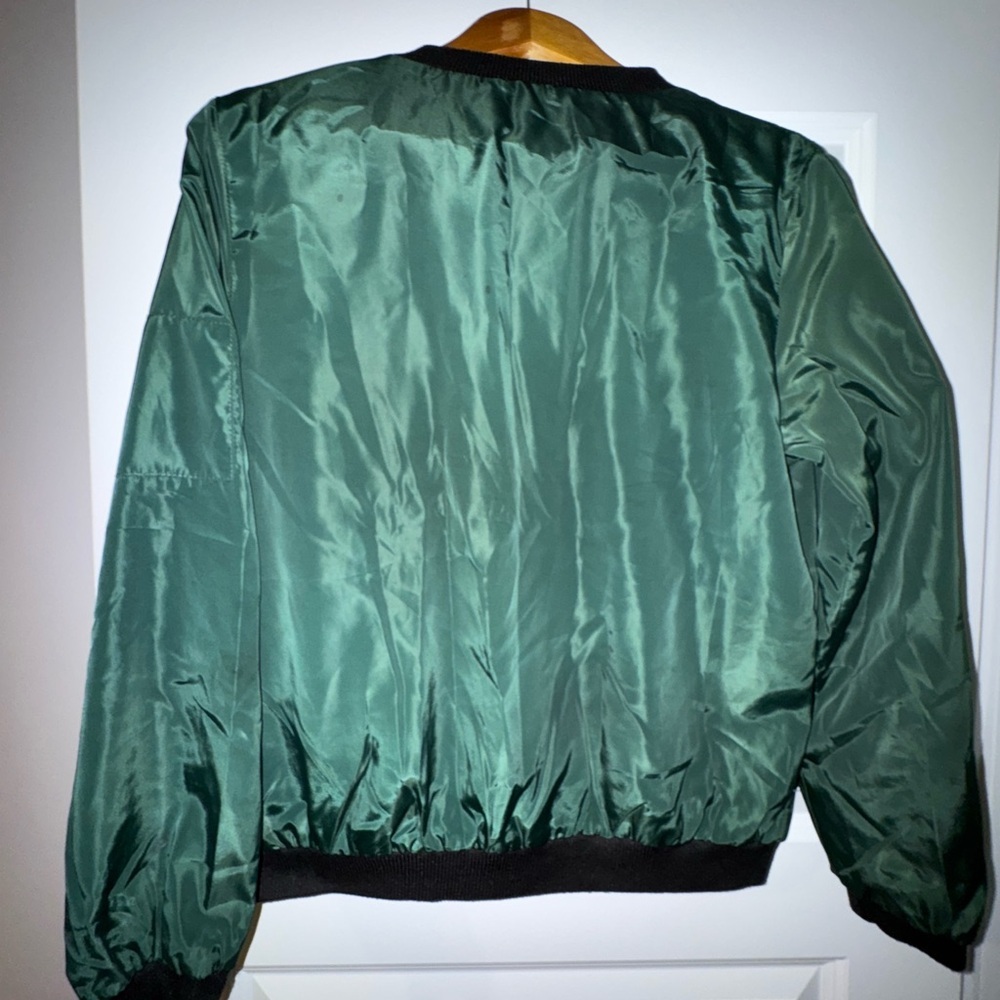 Green Satin Bomber Jacket - Picture 5 of 5